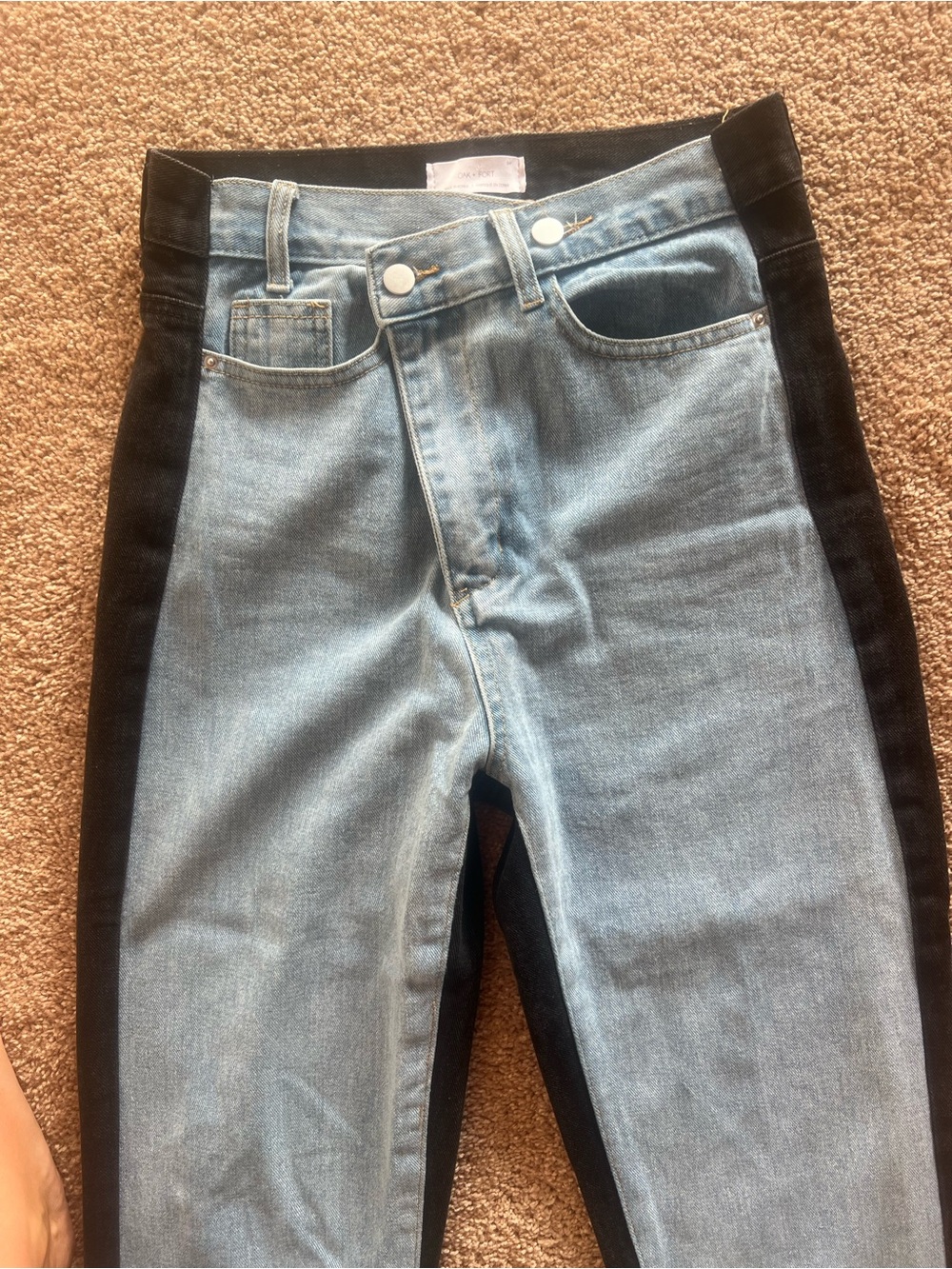 Oak+Fort Two-Tone Light Blue and Black Jeans